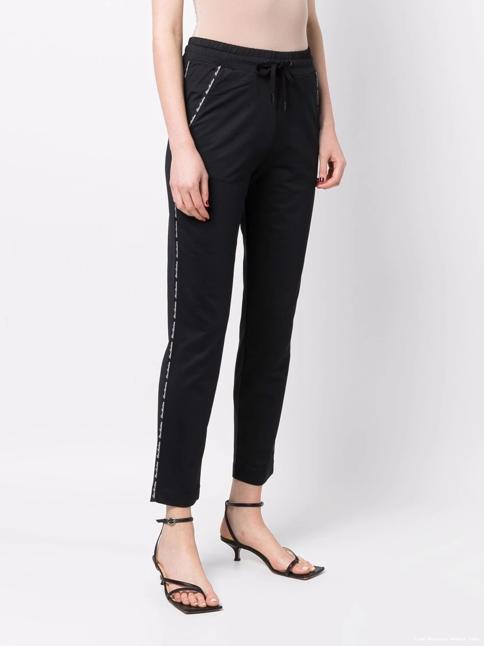 Affordable Women drawstring Love trousers Moschino logo-print 0421